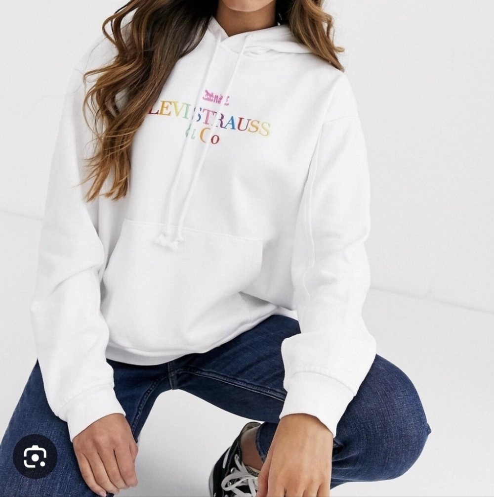 Levi's white rainbow embroidery hoodie